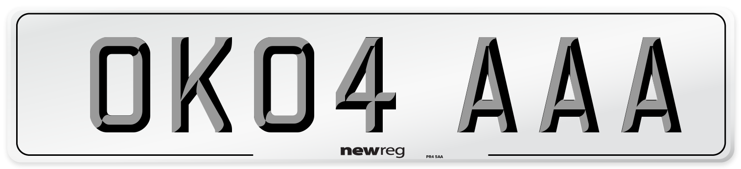 OK04 AAA Number Plate from New Reg